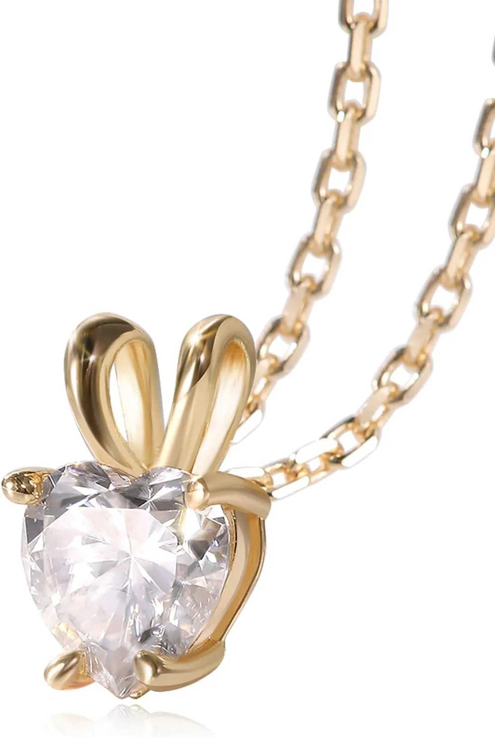 1-2 Carat Moissanite Cute Small Solitaire Necklace for Women, Round Cut/Heart Cut, Solid 925 Sterling Silver, 16"/18"/20" Adjustable Chain, Anniversary Mother's Day Valentines Gift