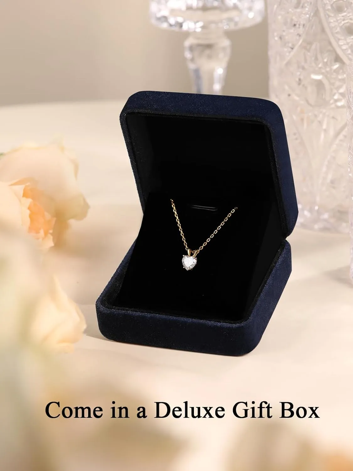 1-2 Carat Moissanite Cute Small Solitaire Necklace for Women, Round Cut/Heart Cut, Solid 925 Sterling Silver, 16"/18"/20" Adjustable Chain, Anniversary Mother's Day Valentines Gift