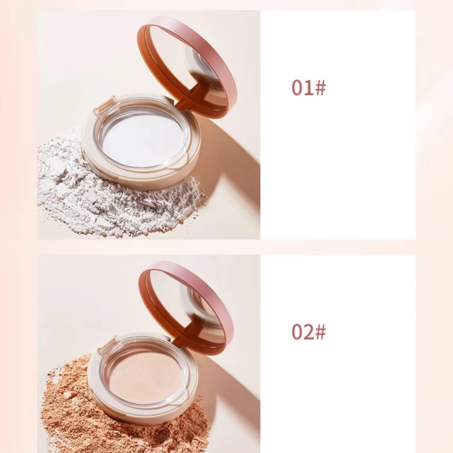 1 PC Cofu Smooth Light Weight Setting Powder Foundation Oil Control Pressed Foundation Powder with Puff Clear Press Powder Natural Pressed Powder (2# Natural, 11g)