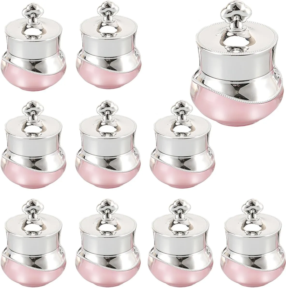 10 Pcs 5ml Plastic Cosmetic Containers Empty Refillable Cream Jar Travel Face Lotion Bottles With Silver Cover for Moisturizer, Eyeshadow, Makeup Emulsion