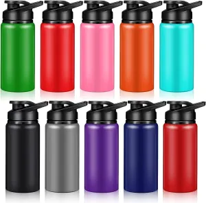 10 Pcs Reusable Aluminum Water Bottles Bulk Multicolor Outdoor Sports Water Bottles for Travel Gym Cycling Camping, Snap Lid