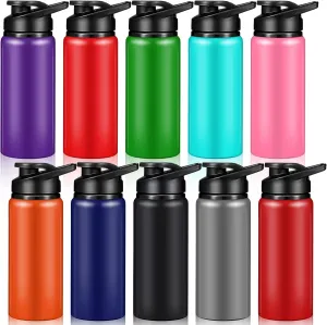 10 Pieces 20oz Reusable Aluminum Water Bottles Bulk Multicolor Outdoor Sports Water Bottles for Travel, Gym, Hiking, Cycling, Camping, Fishing, Snap Lid(Multicolor)
