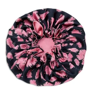 100% Mulberry Silk Bonnet for Sleeping Women - Handmade in USA 19 Momme Double Layer Reversible Silk Hair Wrap, Non-Slip Bonnet for Curly & Natural Hair, Luxury Hair Protection While Sleeping (Vintage Pink Print)
