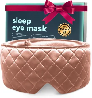 100% Mulberry Silk Eye Mask for Sleeping Women & Men - Full Blackout Blindfold - Eye Covers with Adjustable Straps - Pink SPA Headband for Washing Face - Sleep Mask - Silk Hair Headband