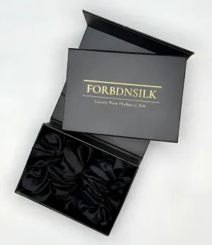 100% Pure 22 Momme Mulberry Silk Scrunchies (Set of 3) | Highest grade (6A) Luxury Hair Ties| (Black,White,Pink) | (Black, Large)