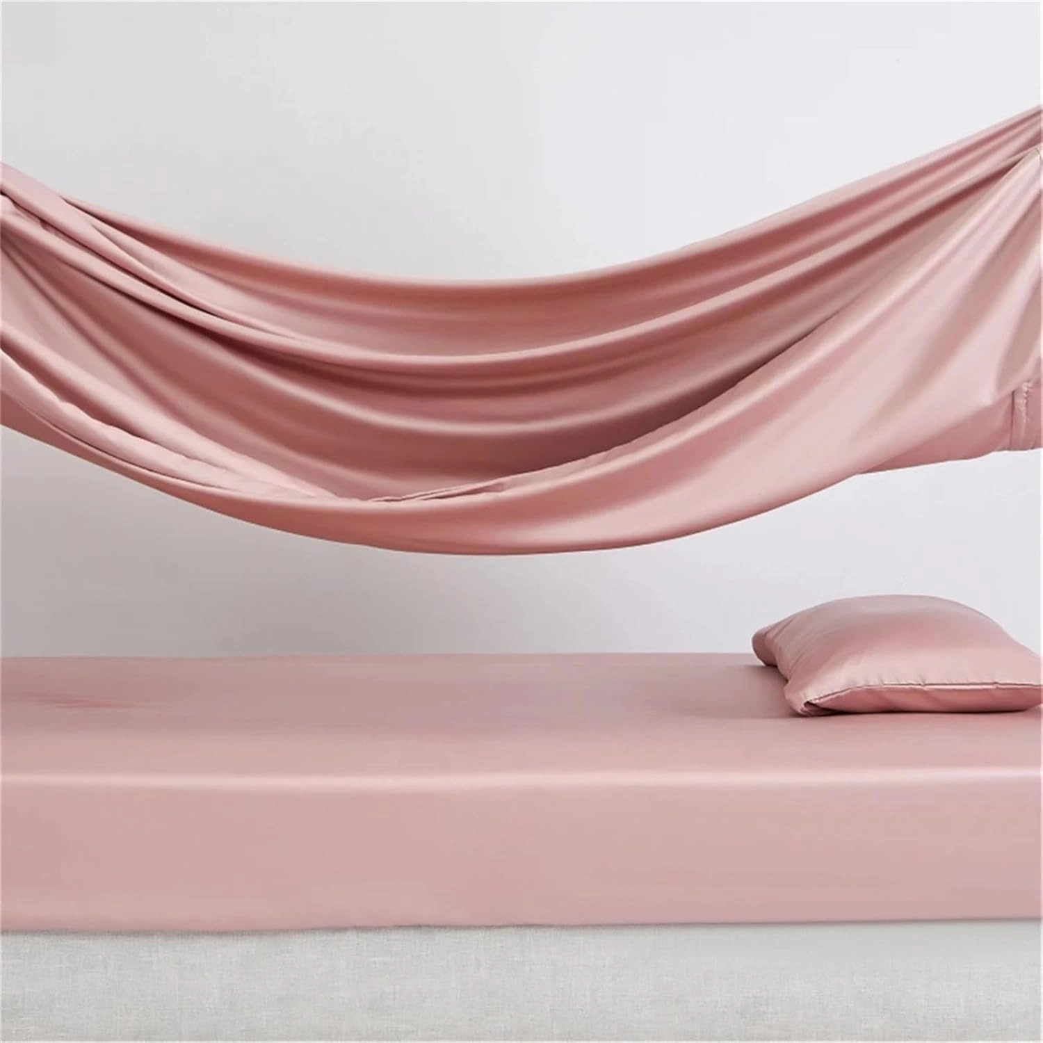100 Percent Silk Pink Bedding Set - Solid Color Quilt Cover, Pillowcase, Flat Sheet - Queen & King Size