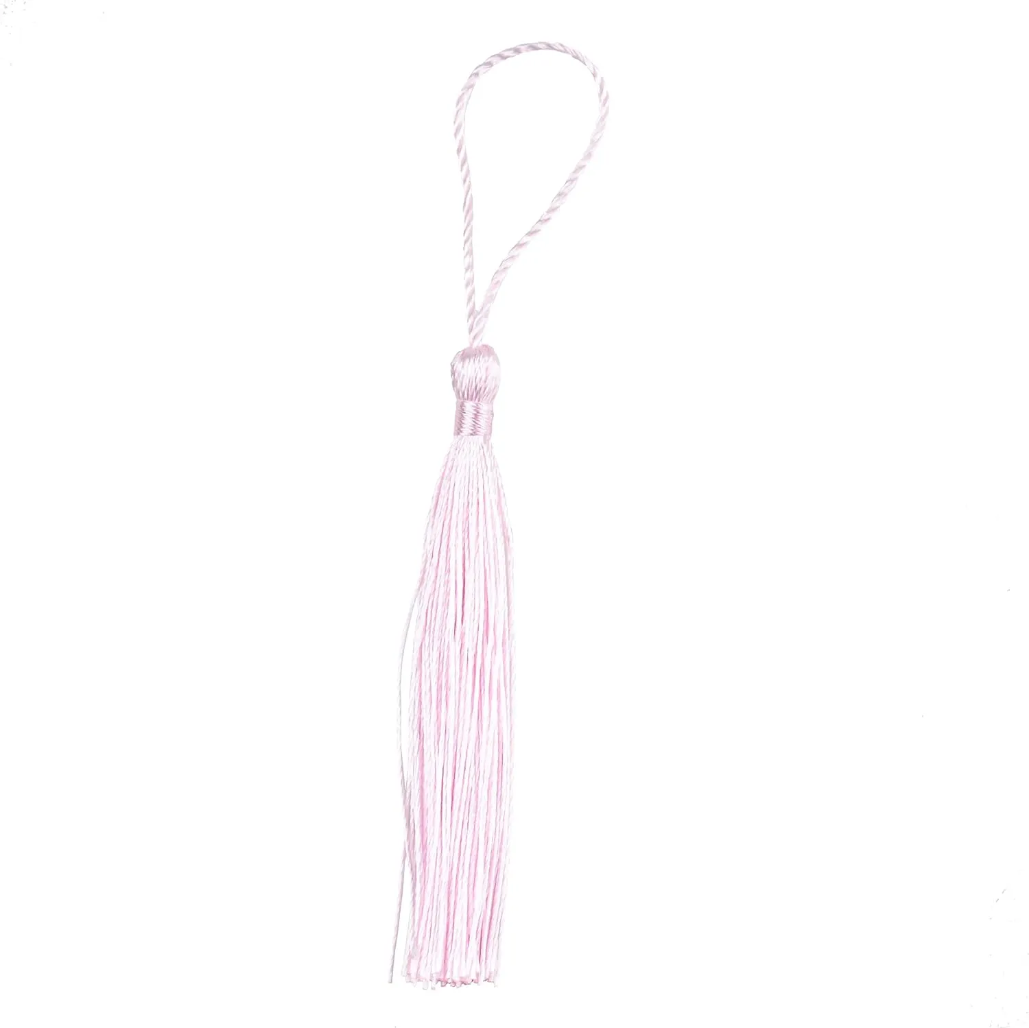 100pcs 13cm/5 Inch Silky Floss Bookmark Tassels with 2-Inch Cord Loop and Small Chinese Knot for Jewelry Making, Souvenir, Bookmarks, DIY Craft Accessory (Water Pink)
