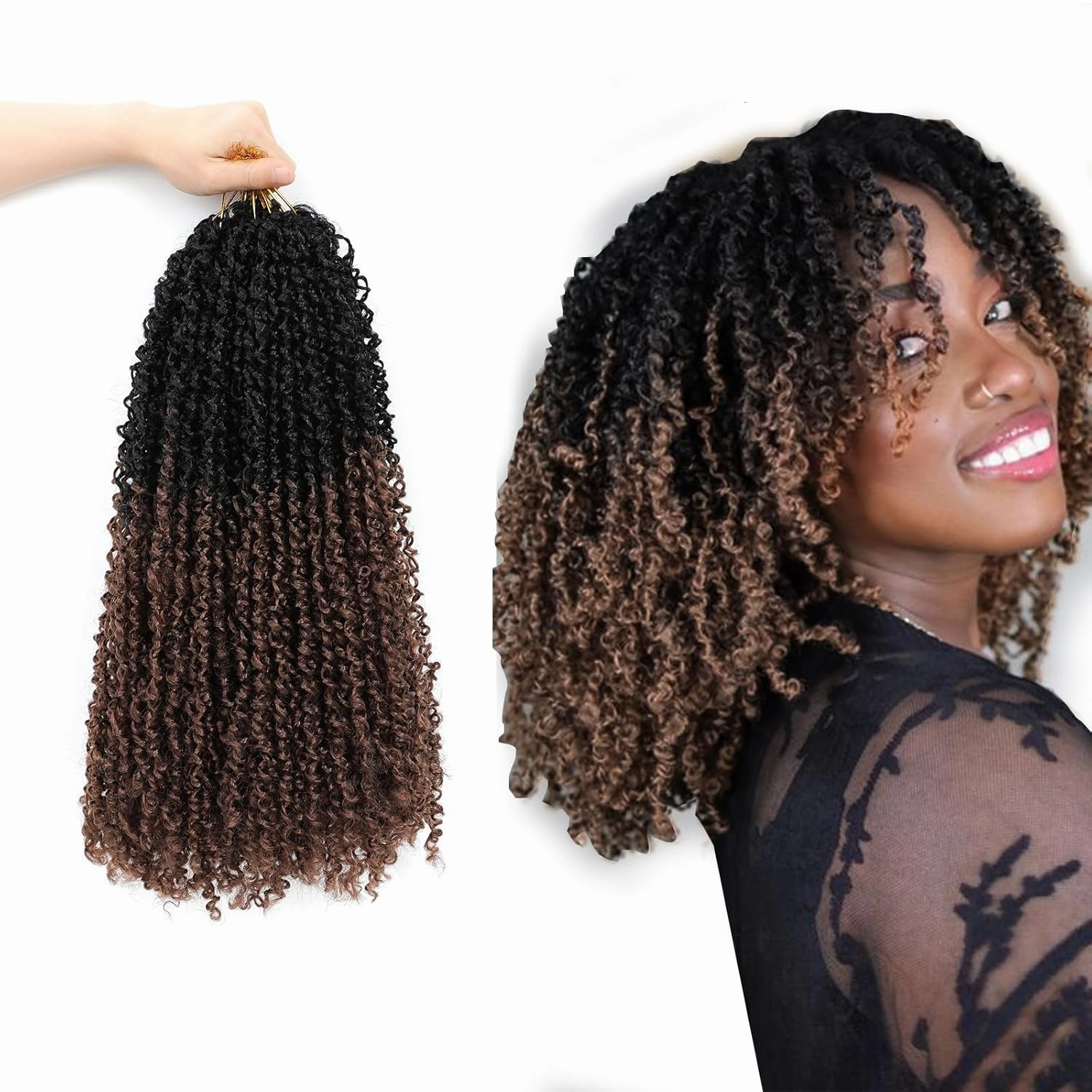 10 Packs Passion Twist Crochet Hair 8 Inch -Yankee Twist Senegalese Twist Crochet Braids Hair Prelooped Braiding Hair Mini Spring Twist Crochet Hair for Black Women (1B/30)