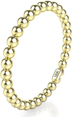 10K White/Yellow/Rose Gold 2MM Eternity Bead Wedding Band Ring