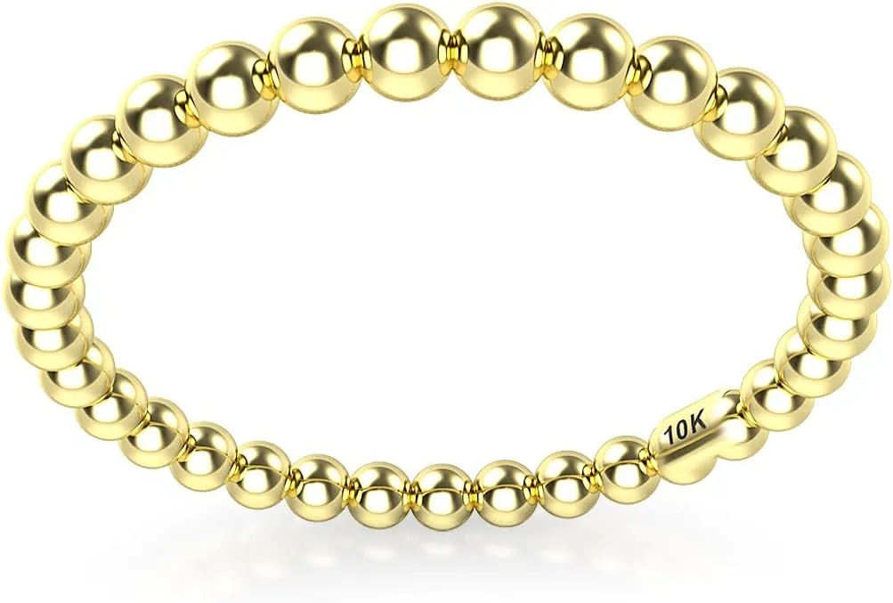 10K White/Yellow/Rose Gold 2MM Eternity Bead Wedding Band Ring