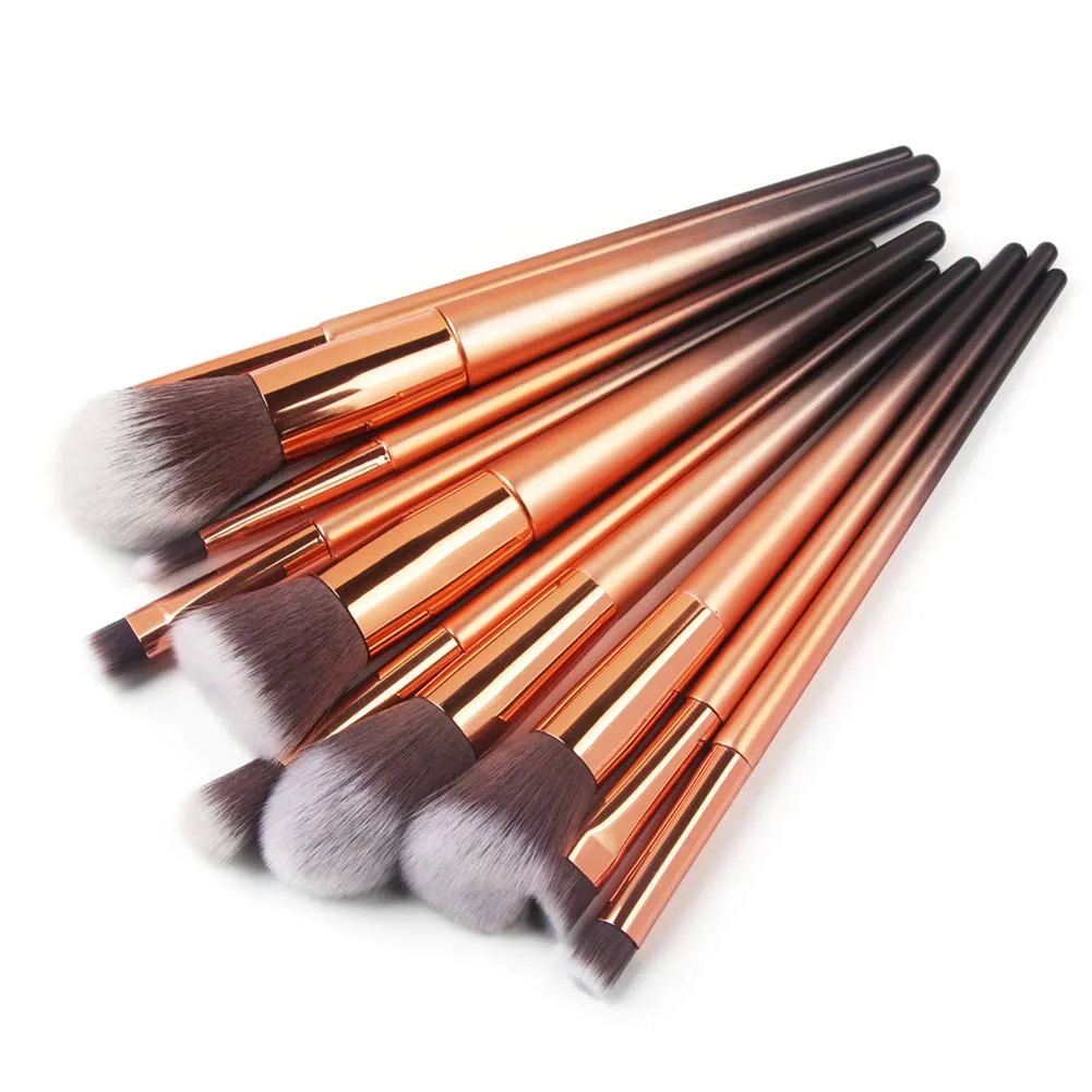 10pcs Diamond Shape Makeup Brushes Eyeshadow Eyebrow Concealer Powder Flat Foundation Brushes Set (gold black)
