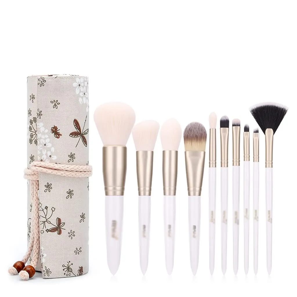 10PCS Makeup Brushes Set Foundation Powder Eyeshadow Make Up Brush Pearl White Gold Beauty Tools
