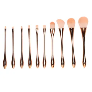 10pcs Rose Gold Makeup Brush Set for Face Powder Shadow Blush Eyeshadow Cosmetic Brushes Kit with Portable Ergonomic Brush Head