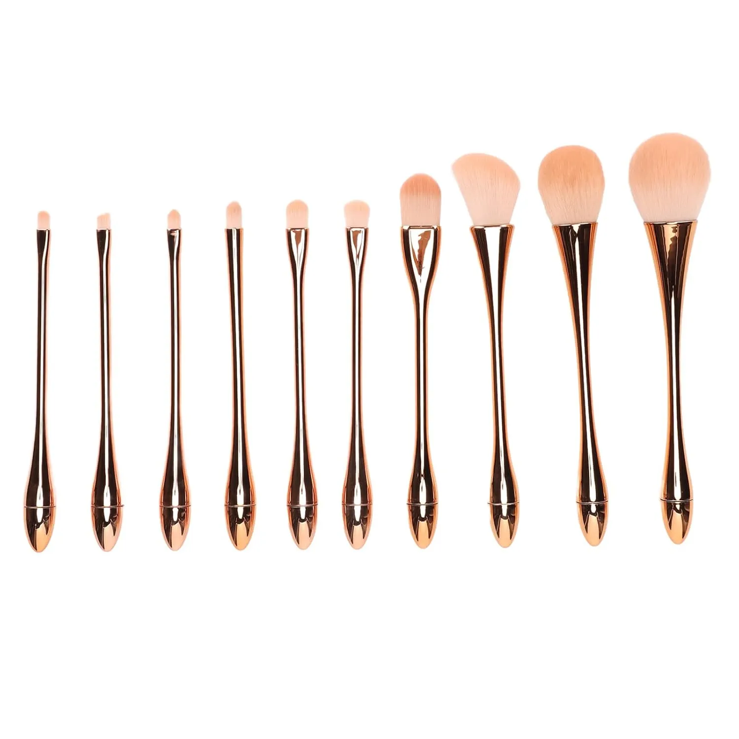 10pcs Rose Gold Makeup Brush Set for Face Powder Shadow Blush Eyeshadow Cosmetic Brushes Kit with Portable Ergonomic Brush Head