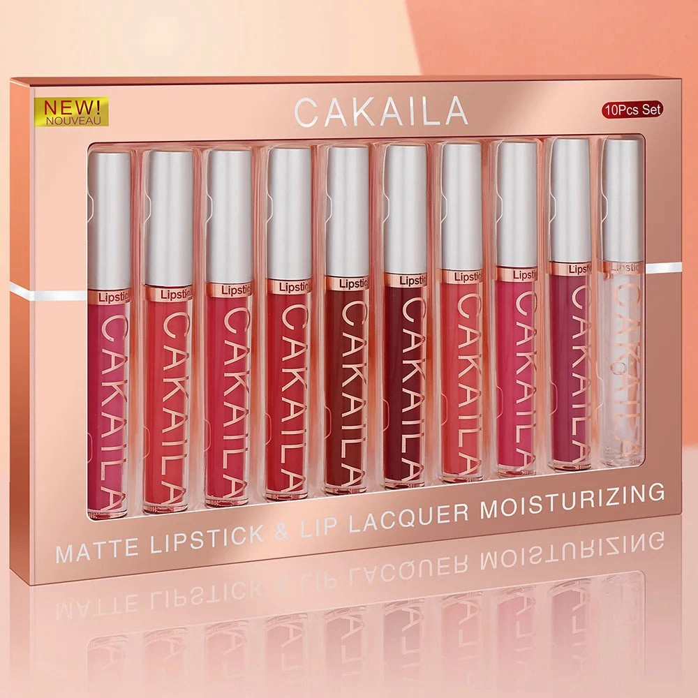 10pcs/set Nude Lip Gloss Matte Velvet Lipstick Waterproof Long-lasting  Liquid Lipstick Women Moist Lip Tint