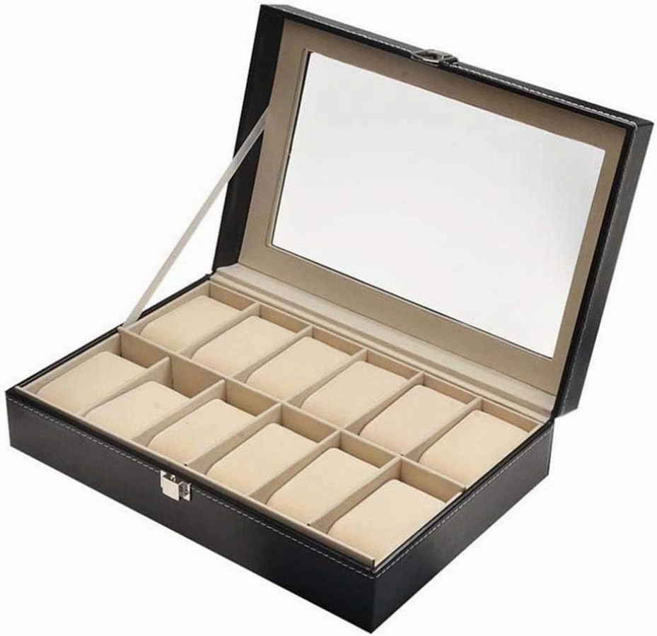 12 Grids Box Double Drawer Watch Box Storage Showing Watches Display Storage Box Case Tray Zippere Travel Jewelry Watch Case (Color : 2)