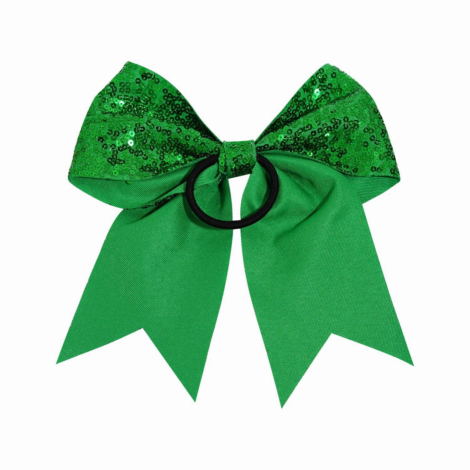 12 Pcs Large Glitter Cheer Bows (Green) - 8" Big Hair Bows for Sports Cheerleaders Accessories, Girls, Teens Women, 12 Count