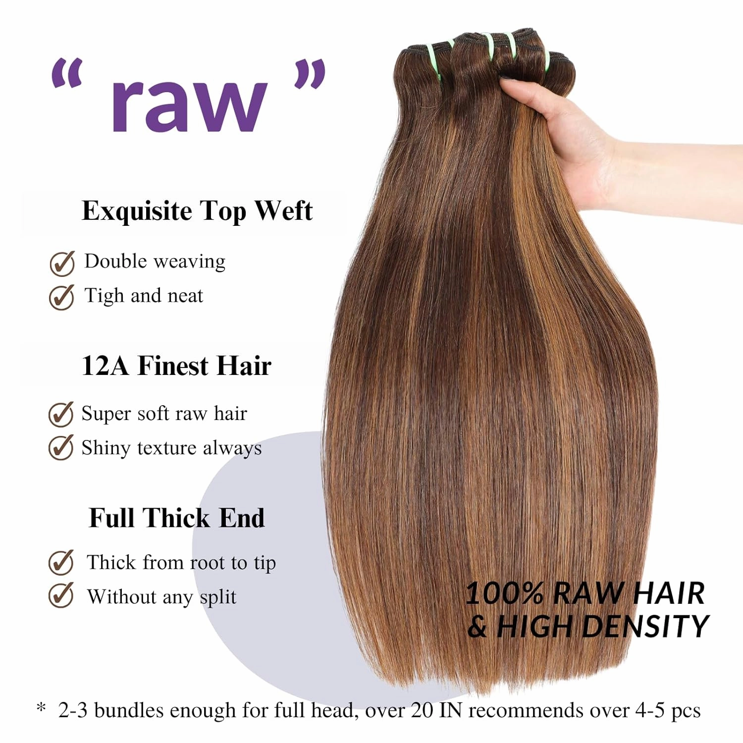 12A Double Drawn Honey Blonde Ombre Highlight Straight 3 Bundles Human Hair With 4x4 Hd Lace Closure Free Part, Shed Free And Soft Thick Raw Virgin Bundles With Closure Colored 14 16 18 14