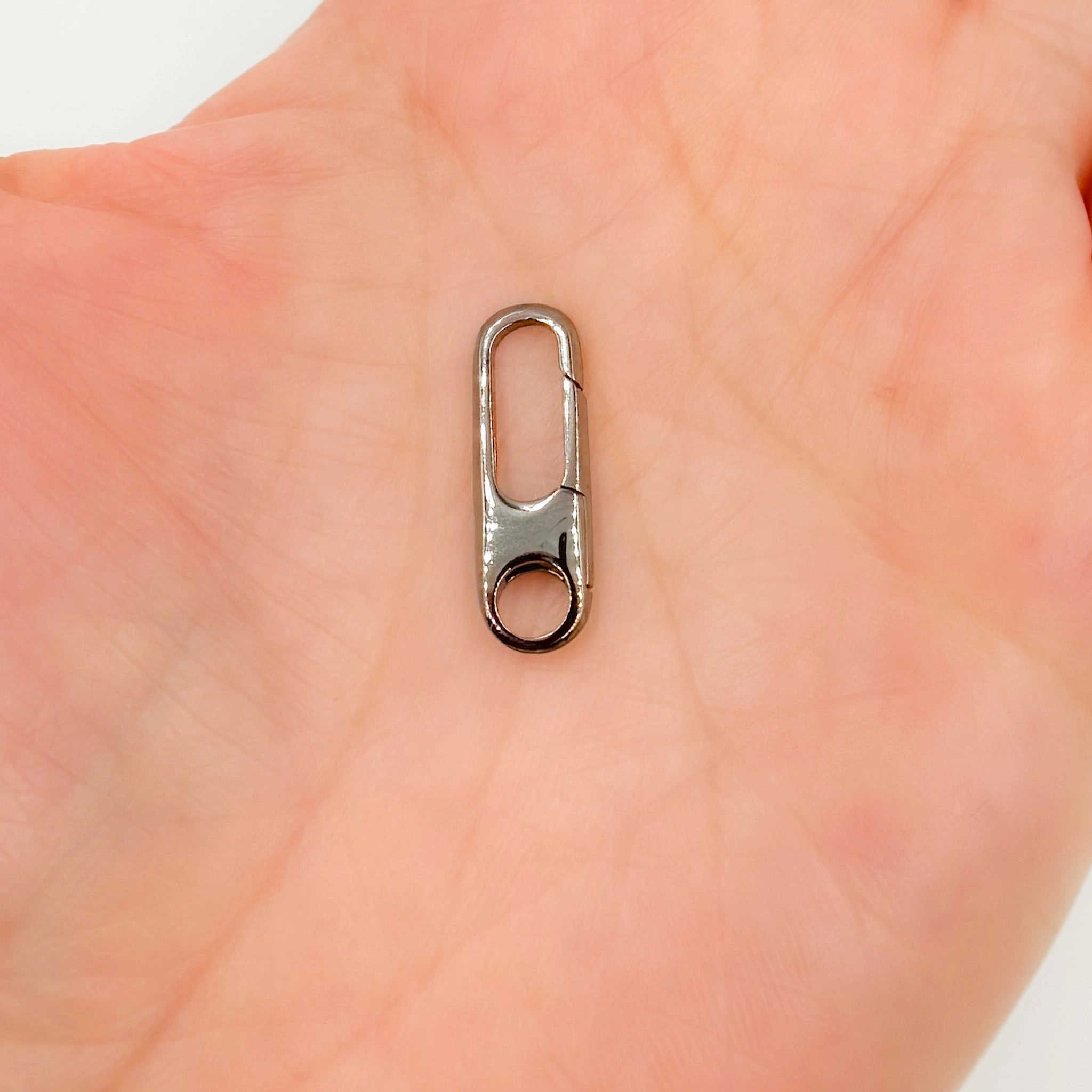 1355BRS. 20MM Black Rhodium Shiny Sterling Silver Oval Clasp