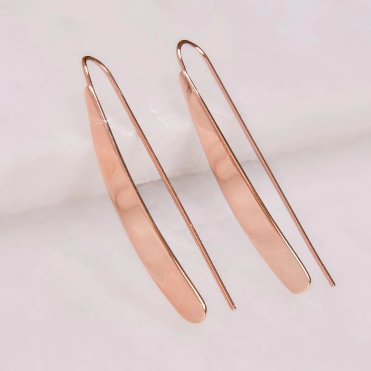 14K Gold Plated Bar Dangle Earrings - Hypoallergenic Long Threader Drop Earrings for Women