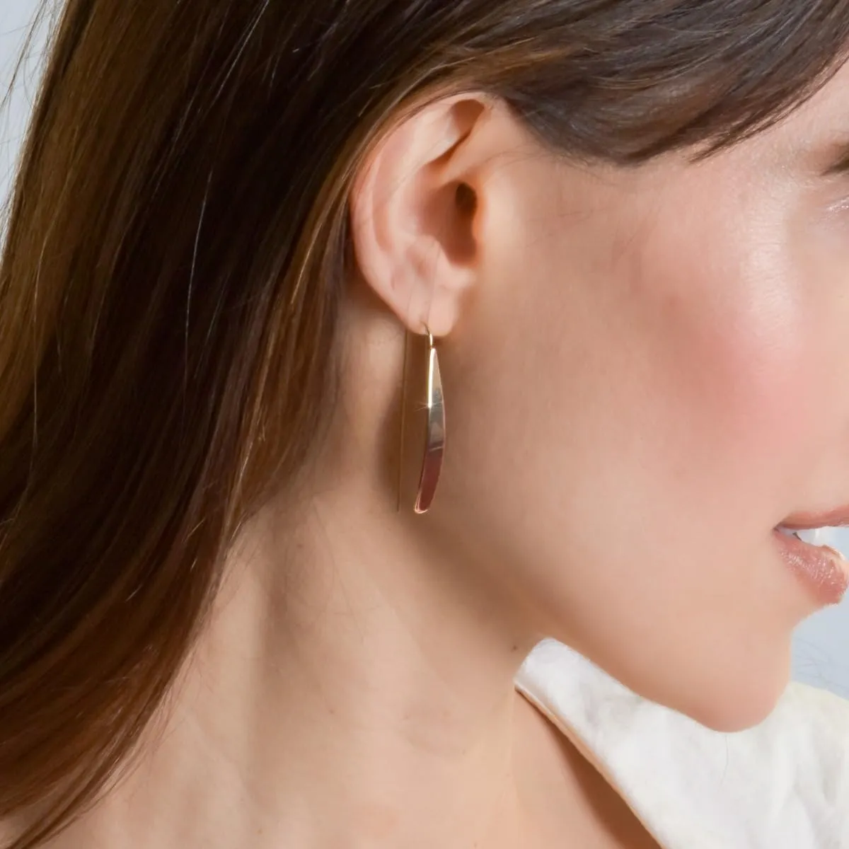 14K Gold Plated Bar Dangle Earrings - Hypoallergenic Long Threader Drop Earrings for Women