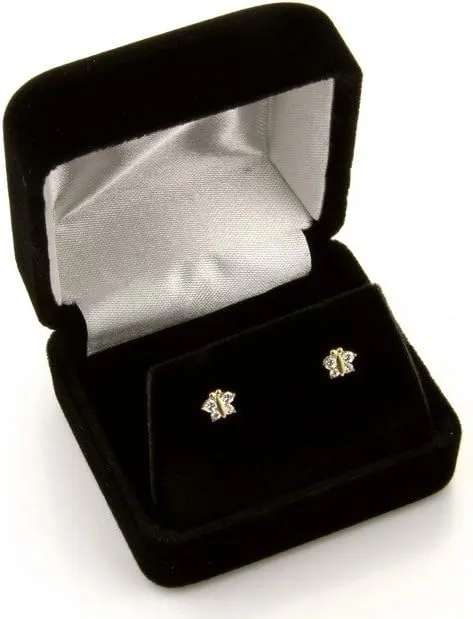 14k REAL White Gold 4mm Round Solitaire Basket Set Stud Earrings with Screw Back - 12 Different Color Available