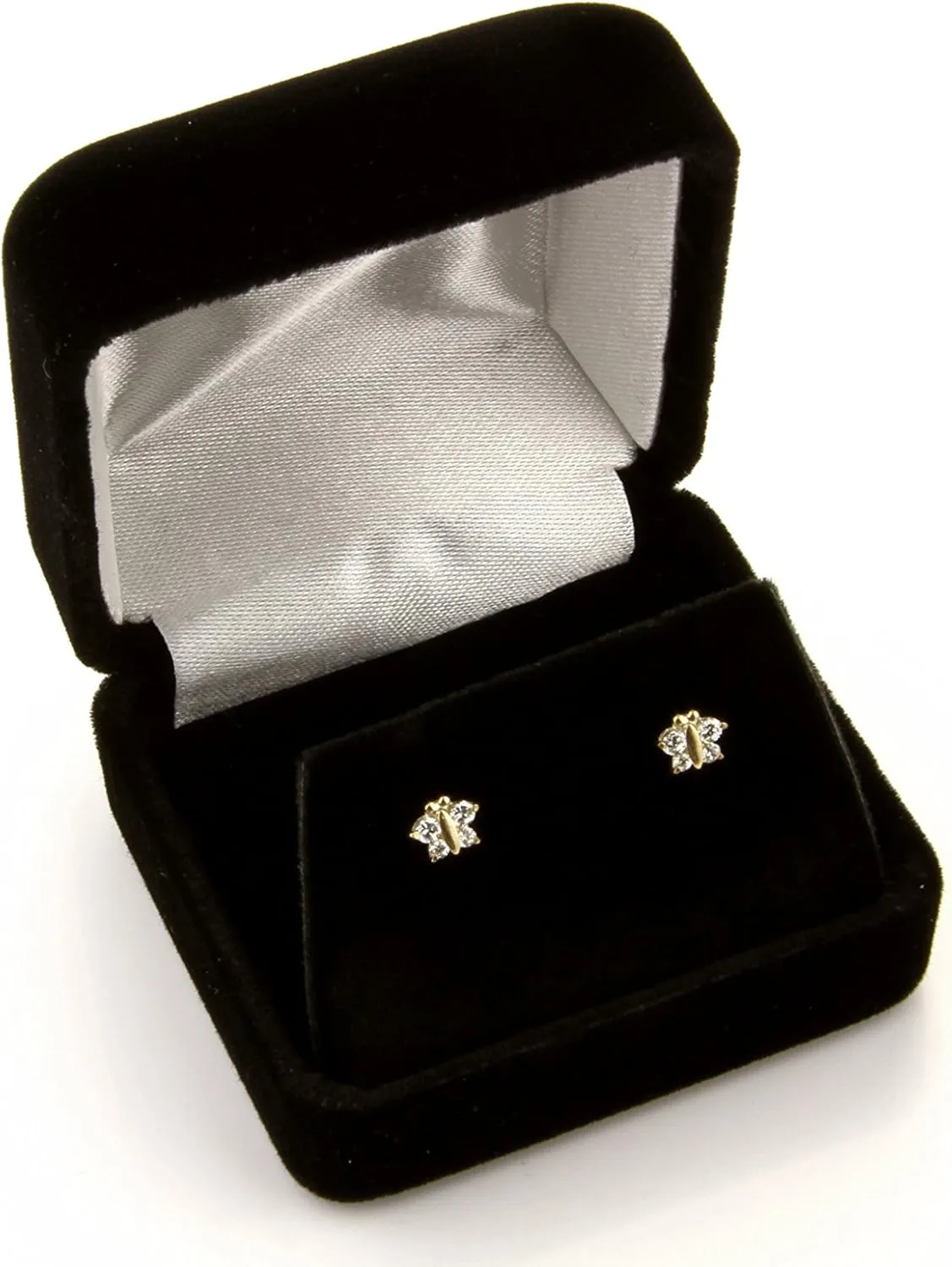 14k REAL White Gold 4mm Round Solitaire Basket Set Stud Earrings with Screw Back - 12 Different Color Available