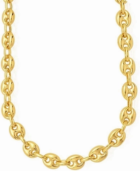 14k REAL Yellow Gold 4.7mm Shiny Puffed SOLID Mariner Chain Necklace or Mens Bracelet Bangle or Foot Anklet for Pendants and Charms with Lobster-Claw Clasp (6" 7" or 10 inch)