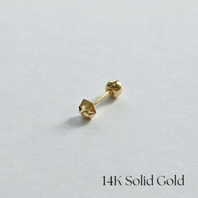 14K Shiny Hexagon Cartilage Earring