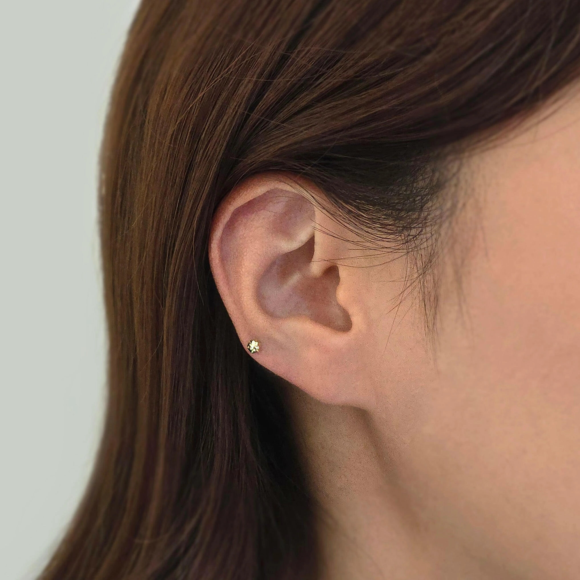 14K Shiny Hexagon Cartilage Earring