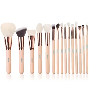 15-Pack Rose Gold Makeup Brush Natural Goat Hair Foundation Powder Blush Eyeshadow Brush Set