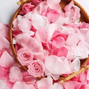180 PCS Real Pink White Rose Flower Petals Confetti for Wedding Flower Girl to Throw, 1.75oz Freeze Dried Rose Petal for Proposal Centerpieces BabyShower Romantic Night Decor