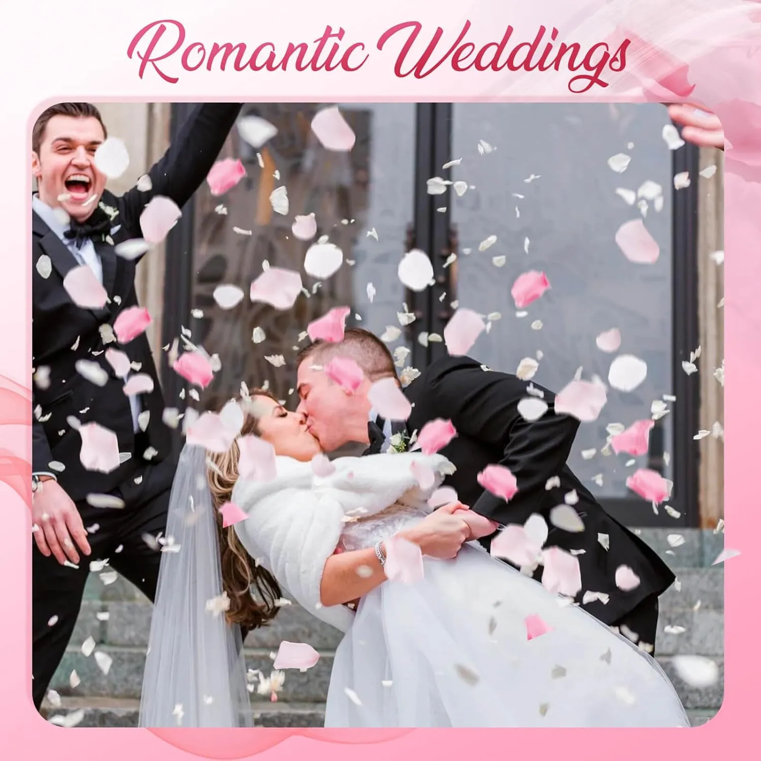 180 PCS Real Pink White Rose Flower Petals Confetti for Wedding Flower Girl to Throw, 1.75oz Freeze Dried Rose Petal for Proposal Centerpieces BabyShower Romantic Night Decor