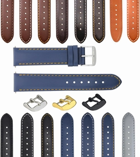 18-19-20-22-24-26mm Smooth Leather Watch Band Strap Compatible with Watches Fits Any Brand