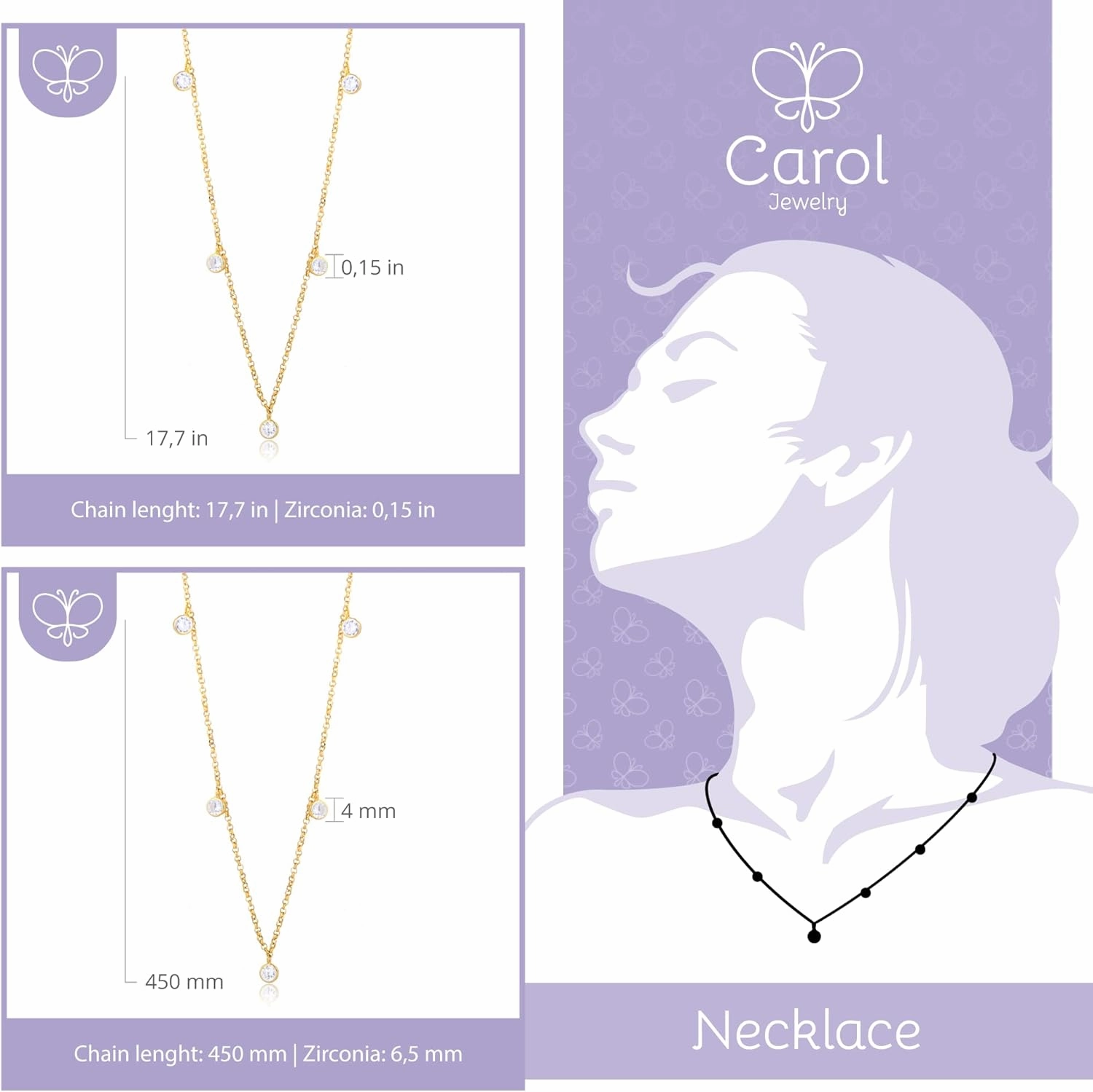 18k Solid Yellow Gold Teardrops Necklace for Women and Teens Luxury