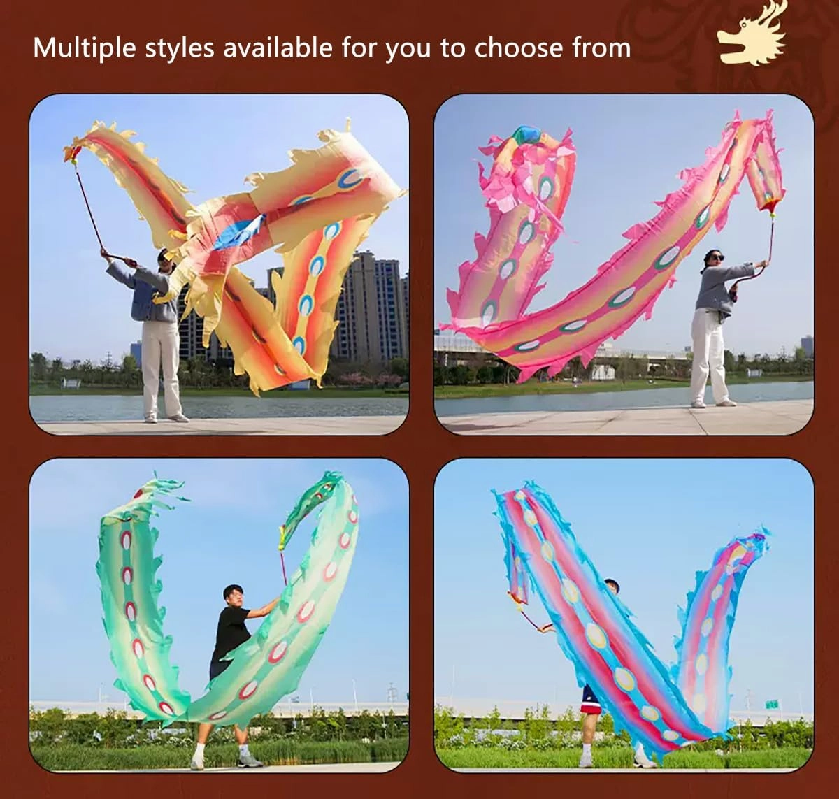 19.6 FT(6 Meters) Rainbow Ribbon Dragon Dance Poi, Outdoor Flinging Fitness Dragon Flowy Toy Silk-like dragon Ribbon Streamer Set with 340g Ball & 1.1 Meters Swing Rope (Pink, 6 Meters (19.6 FT))