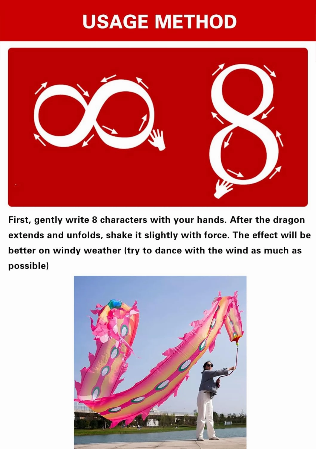 19.6 FT(6 Meters) Rainbow Ribbon Dragon Dance Poi, Outdoor Flinging Fitness Dragon Flowy Toy Silk-like dragon Ribbon Streamer Set with 340g Ball & 1.1 Meters Swing Rope (Pink, 6 Meters (19.6 FT))