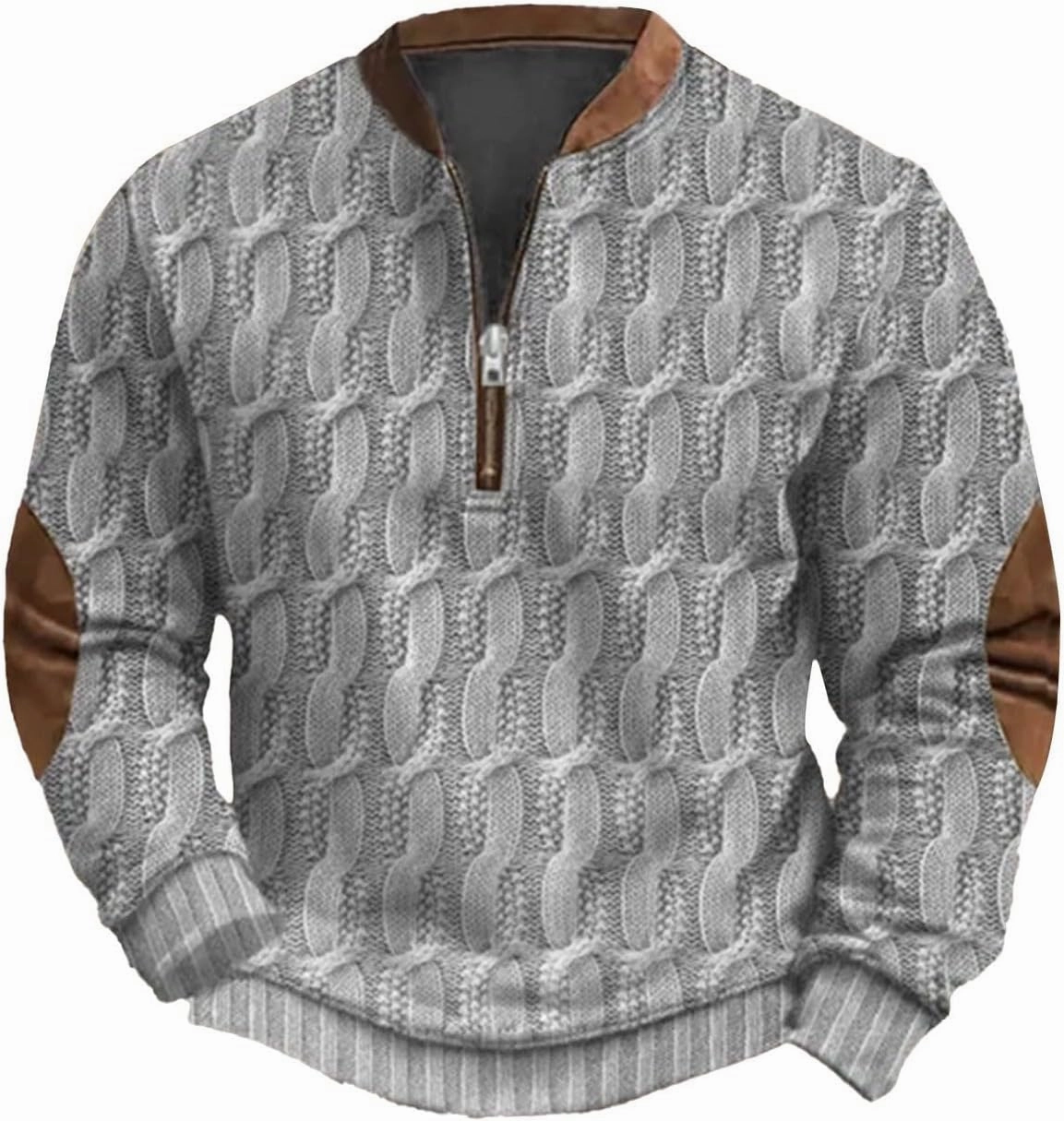 1/4 Zip Pullover Mens Stand Collar Sweatshirt Aztec Knit-Pattern Top Fall Western Vintage Long Sleeve Sweatshirt
