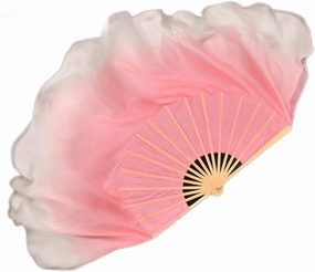 1pair 150 * 90cm Magic Pink Half Circle Double Fan Veils Folk Dance Veil Layers Light Silk Dance Veil Hand Dye