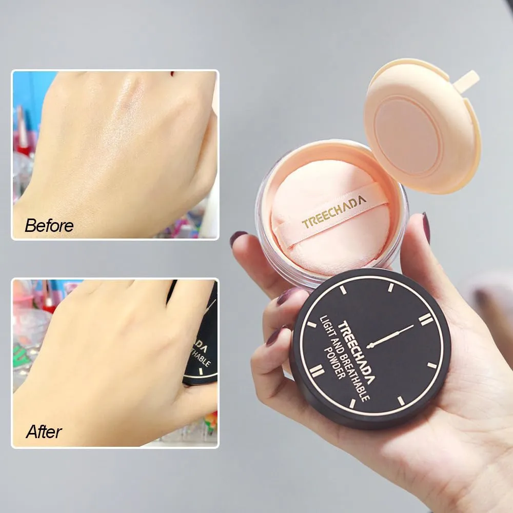 1PC Treechada Light and Breathable Powder Loose Setting Powder Pink/Beige Loose Setting Powder, Makeup Oil Control Setting Foundation Powder,12g (02# Pink)