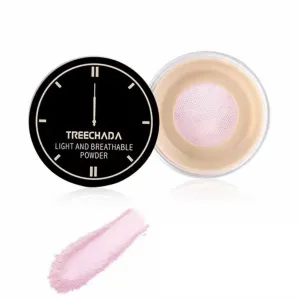 1PC Treechada Light and Breathable Powder Loose Setting Powder Pink/Beige Loose Setting Powder, Makeup Oil Control Setting Foundation Powder,12g (02# Pink)