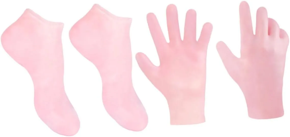 2 Pack Exfoliating Moisturizing Gloves for Men Remover Foot Care Socks Pink