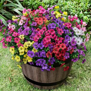 20 Bundles Artificial Flowers for Outdoor Fake Plants for Spring Decoration,Faux Eucalyptus Flowers for Planter UV Resistant Lifelike for Home Porch Garden（7 Color）