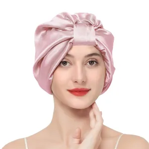 22 Momme 100% Mulberry Silk Hair Wrap for Sleeping, Both Sides Silk Bonnet for Women Hair Care, Light Pink