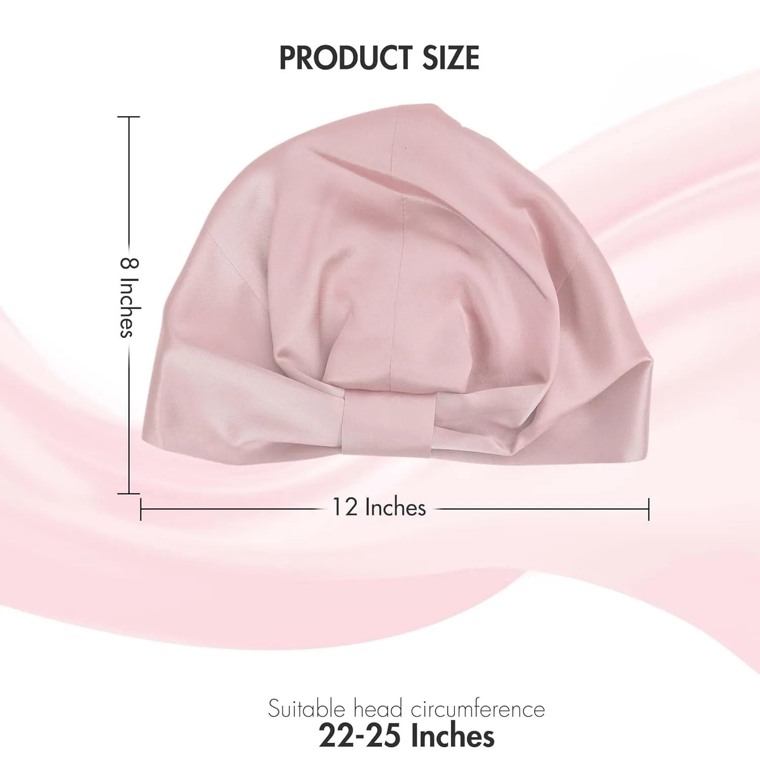 22 Momme 100% Mulberry Silk Hair Wrap for Sleeping, Both Sides Silk Bonnet for Women Hair Care, Light Pink