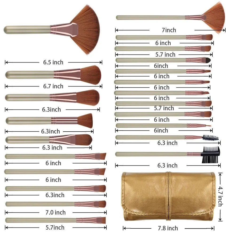 22-Piece Premium Makeup Brush Set with Cosmetic Bag gold