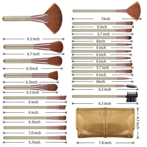 22-Piece Premium Makeup Brush Set with Cosmetic Bag gold