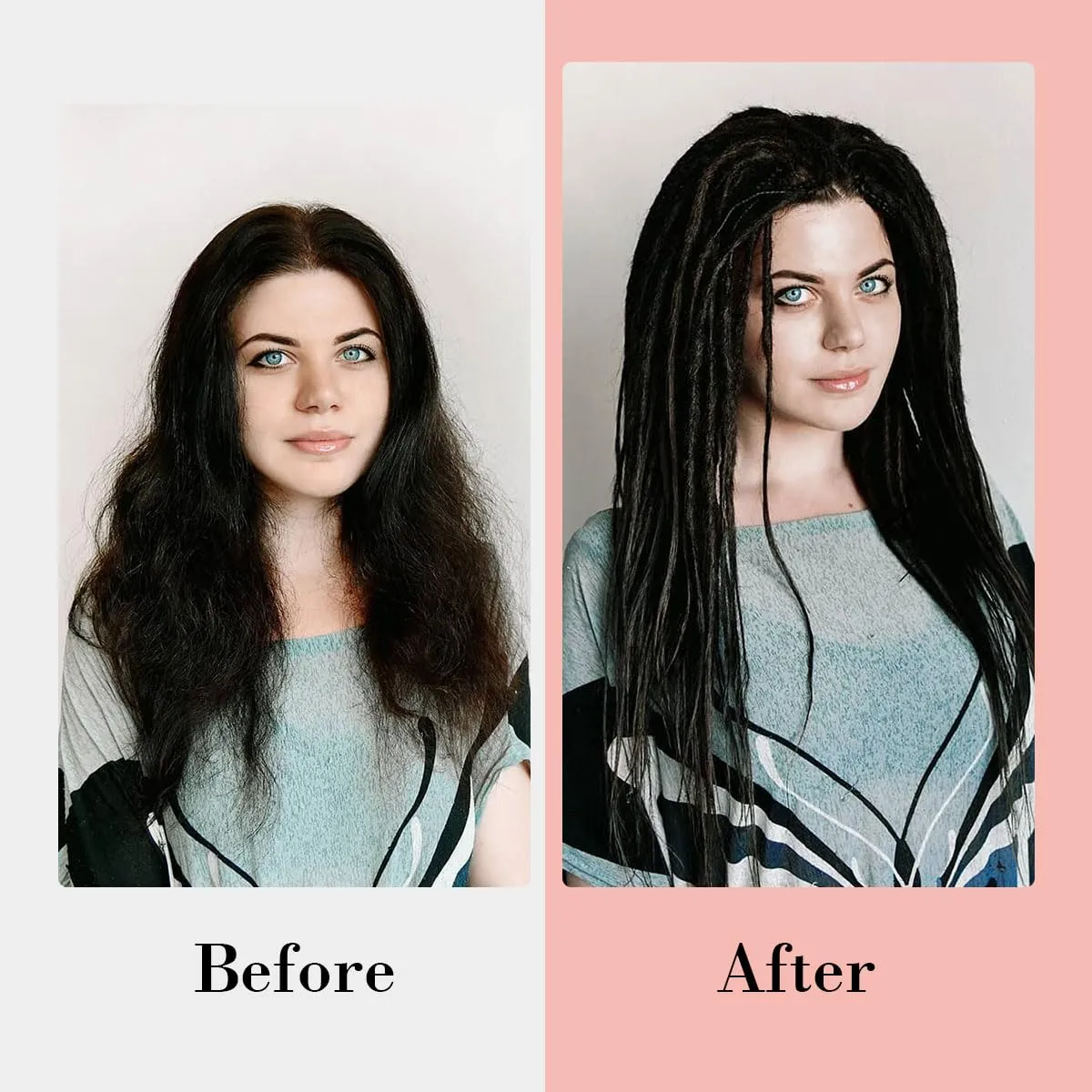 24 inch 30 pcs Ombre Bright Pink Dreadlock Extensions, Single Ended Thin 0.6cm Dreads Extensions, Synthetic Dreadlock Extensions Reggae Hippie Crochet Dreads for Women