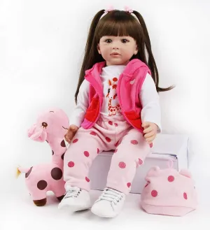 24 Inch Large Size Reborn Baby Dolls Girls Soft Silicone Vinyl Baby Doll Looking Real Newborn Baby Dolls Girls Toys