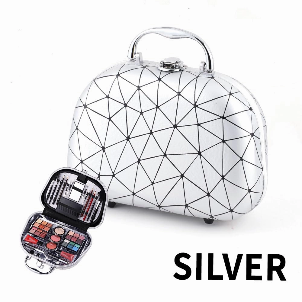 28-piece all-in-one makeup kit for women and girls, Cosmetics、 Eyeshadow、Lipstick、Lipgloss, complete makeup set for kids 7-8, girls 10-12, and teens (SILVER)